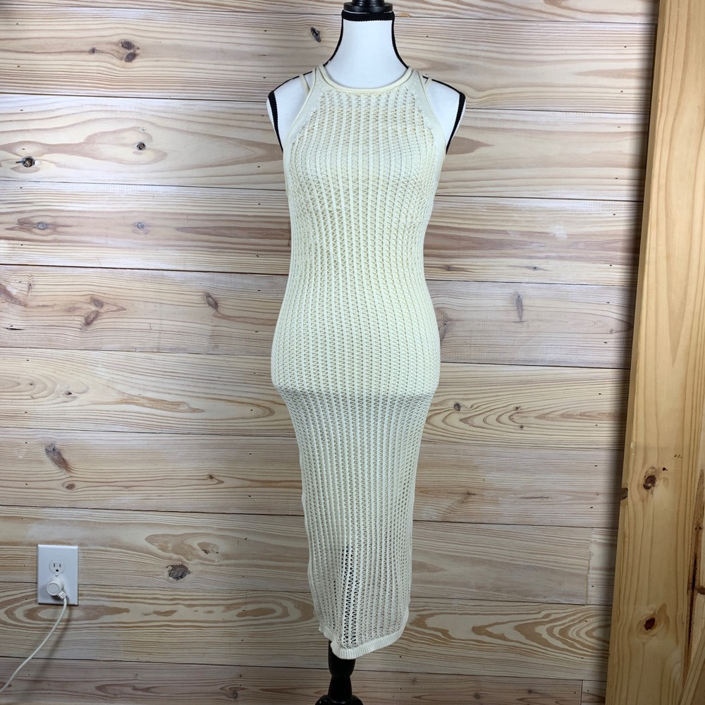 Alexander Wang‎ Knit Dress Women Small Crochet Racerback Midi Body-con Luxury